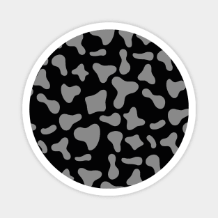 Grey Dairy Cow Print on Black Background Magnet